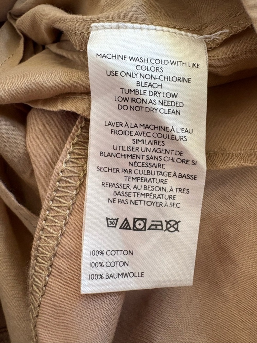 Pilcro Bow-Front Tunic Cotton Mini Dress Khaki/Tan Size M - Picture 10 of 12